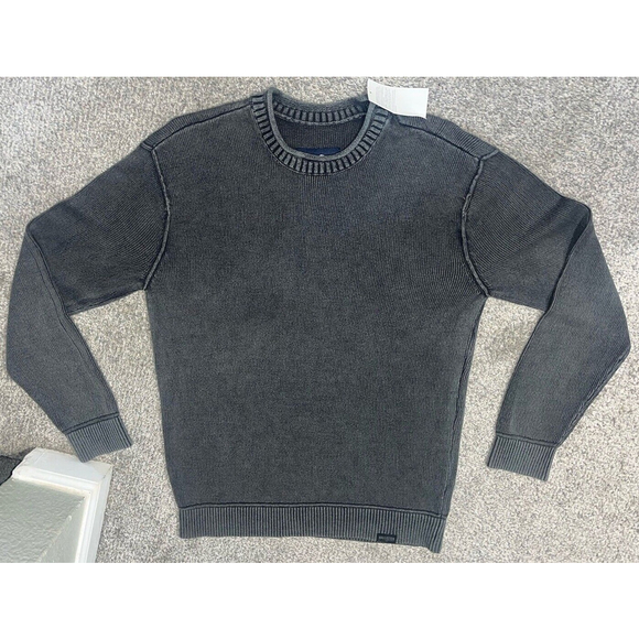 Hollister Sweater Mens Small Gray Ribbed Crew Neck Cotton Acrylic Blend NWT Knit - Picture 7 of 7